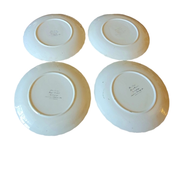 Vintage Blue Ridge Hand Painted Underglaze Southern Potteries Set of 4 Plates - Picture 3 of 9